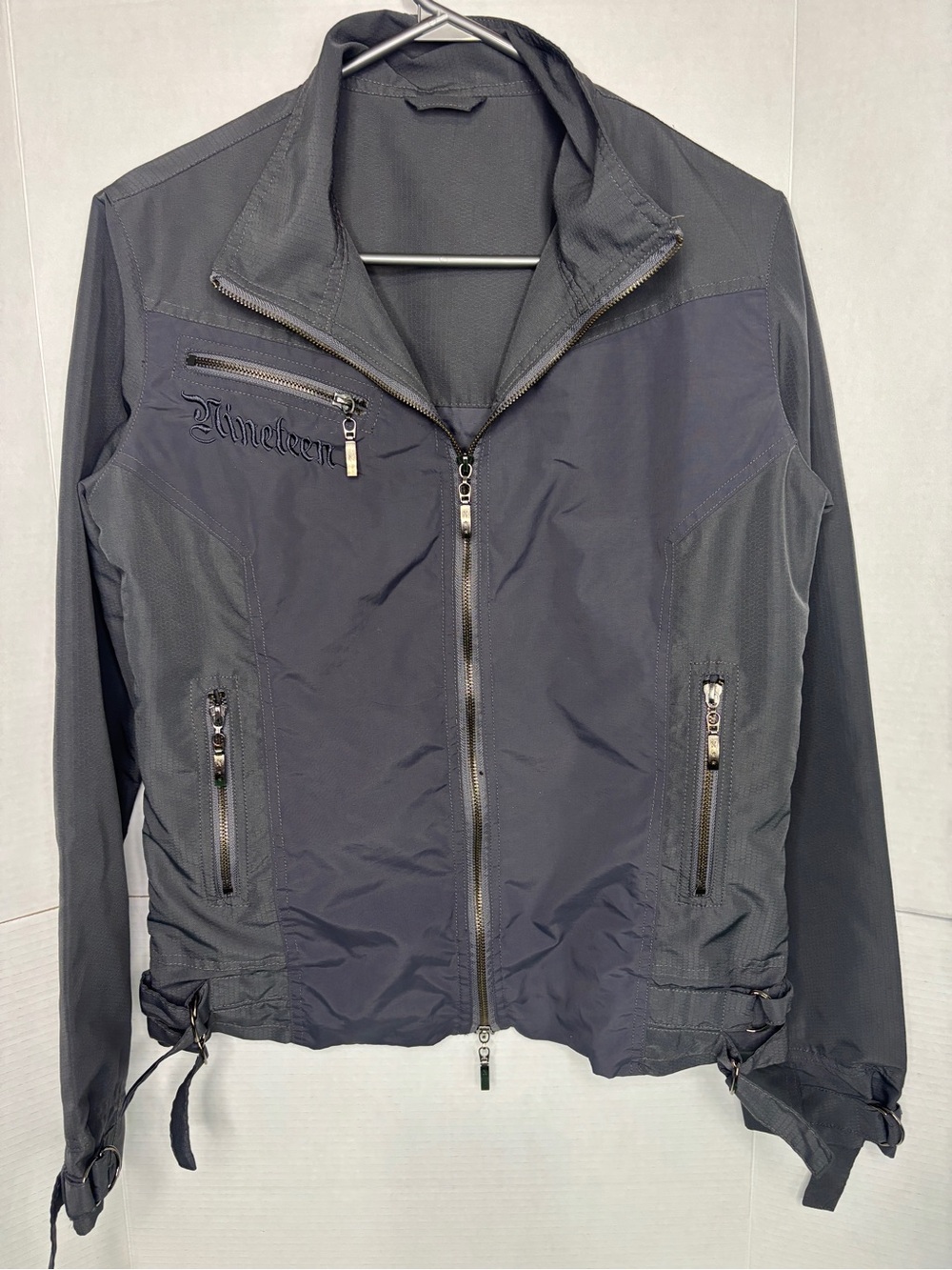 Lightweight Charcoal Grey Zip-Front Windbreaker Nylon Lightweight Fall Jacket